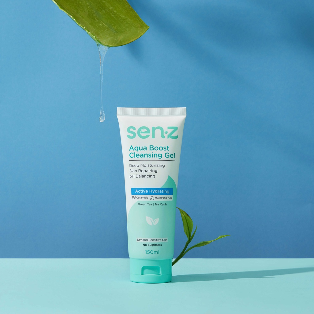 Gel Rửa Mặt Chiết Xuất Trà Xanh Cấp ẩm SenZ Aqua Boost Cleansing Gel 150ml