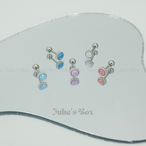 Khuyên Tai Nam Nữ Đá Opal Thân Bạc Unisex Cá Tính Không Gỉ Không Ngứa Không Bay Màu Julies Box 66