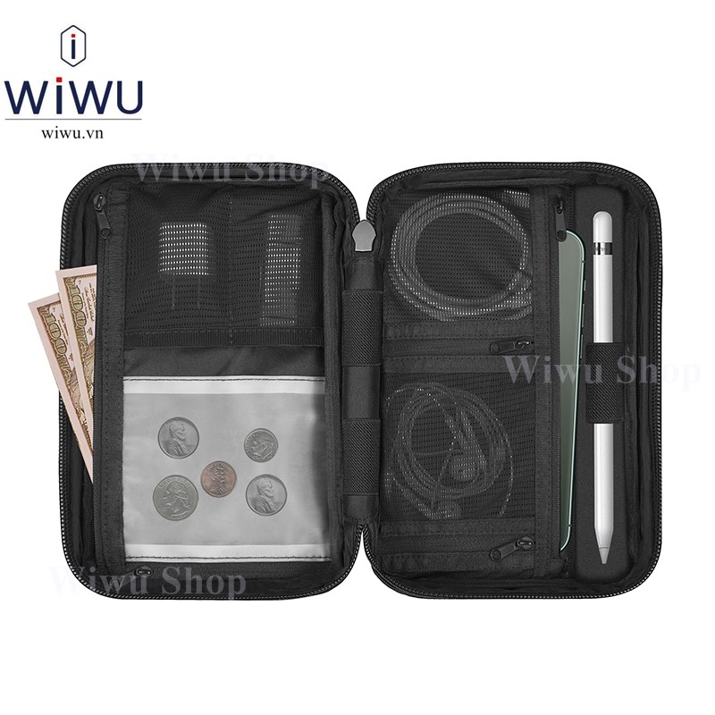 WiWU Camou Travel Pouch Acessories . Túi đựng Điện Thoại , phụ kiện sạc cáp , tai nghe cầm tay rằn ri chống nước du ịch