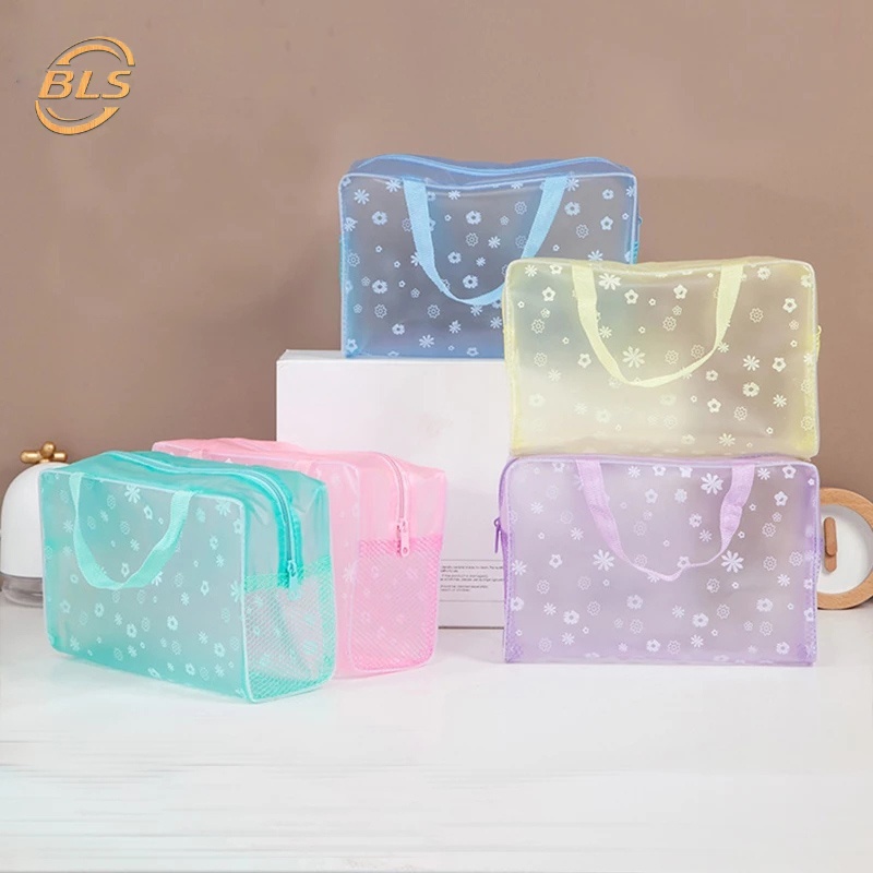 Túi Đựng Mỹ Phẩm Bằng PVC Trong Suốt Chống Nước In Họa Tiết Hoa Sáng Tạo