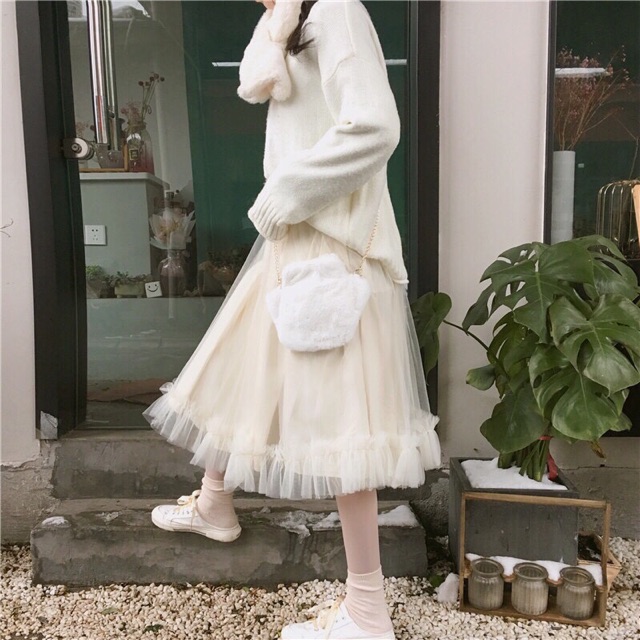 CHÂN VÁY LƯỚI CÔNG CHÚA PHỐI REN BÈO ULZZANG HÀN QUỐC 🎋🎋