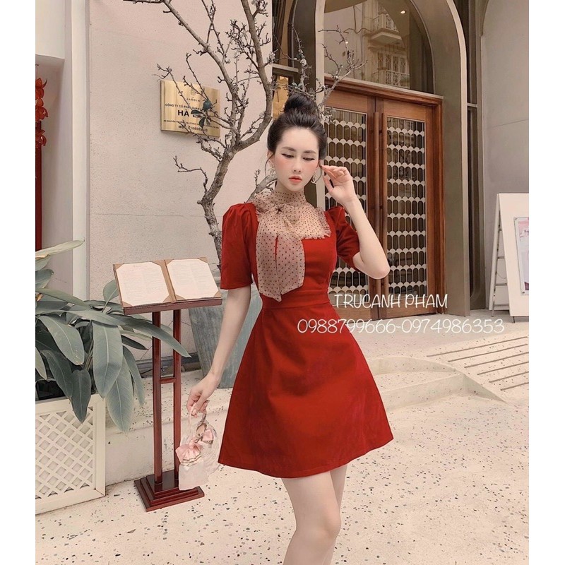 đầm nhung thiết kế phối bi VNS0121016 | BigBuy360 - bigbuy360.vn