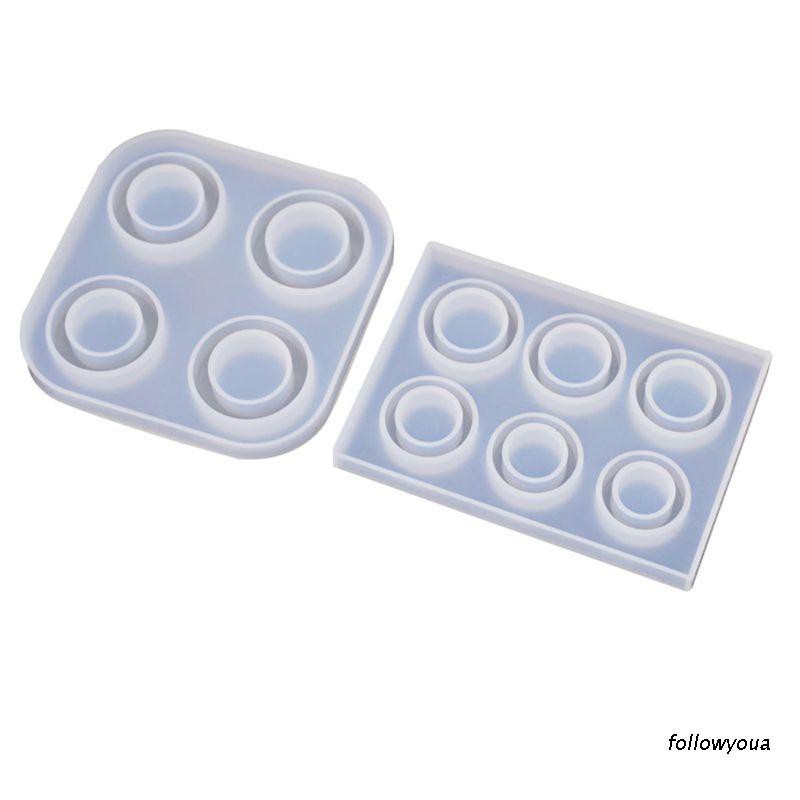 Khuôn Silicone Làm Mặt Dây Chuyền Hình Vòng Tròn 4 / 6 Ngăn