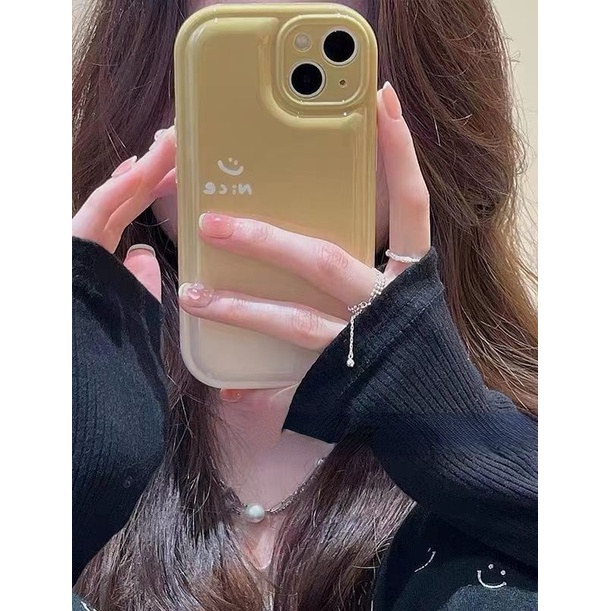 Ốp Điện Thoại Đệm Khí Hình Mặt Cười Màu Xanh Matcha Cho iphone 12 13 11 Pro Max X Xs Max Xr