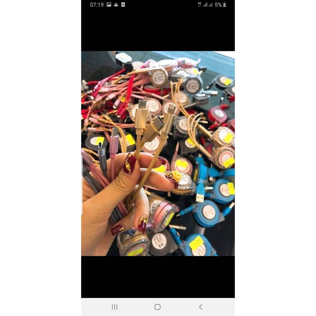 Sạc 3 Đầu Dây Rút USB đa năng