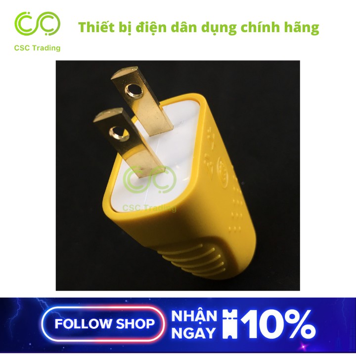 Phích Cắm Gongniu Chân Dẹp Đồng Vàng Công Suất 10A Chống Va Đập – 10L4