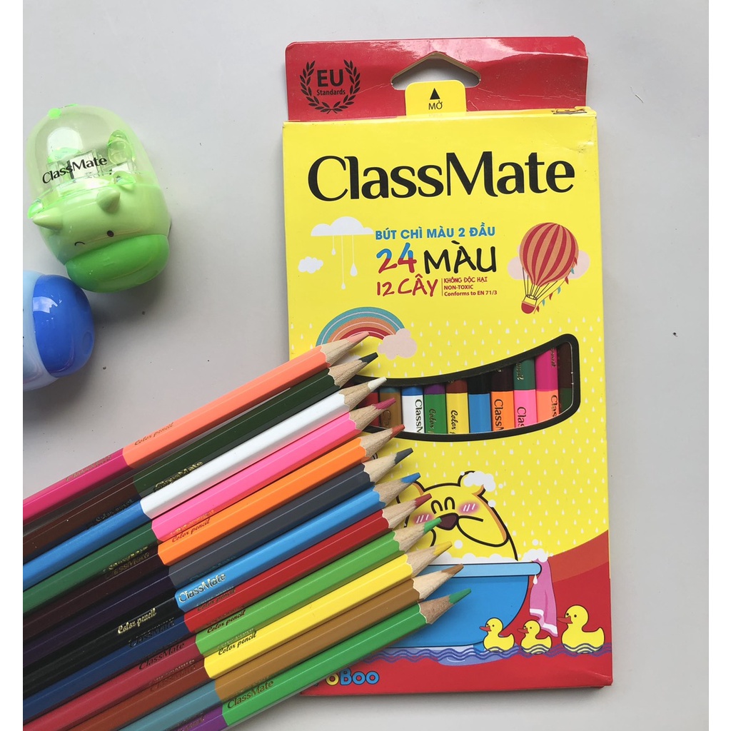 Chì màu Cốc PoBoo Classmate kèm gọt chì - CL201/CL202 -than ngòi chì cùng đất sét chất lượng cao -vpp Diệp Lạc sỉ/lẻ