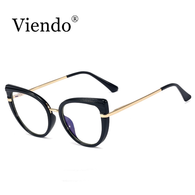 Kính mắt mèo VIENDO tròng đổi màu chống ánh sáng xanh chống tia uv bằng nhựa thời trang cho nữ(có thể cắt cận thị ống kính)