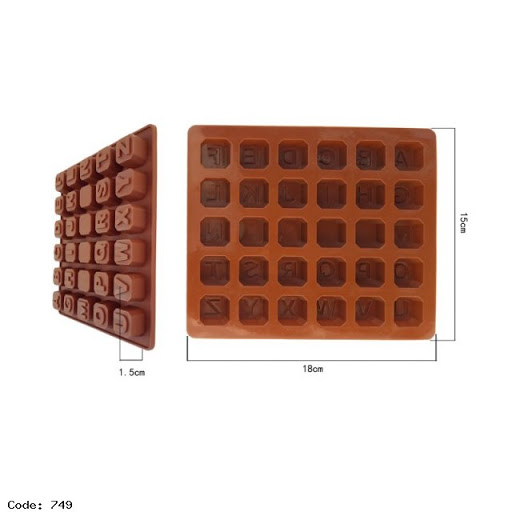 Khuôn Silicon Làm Socola,Thạch Rau Câu,Kẹo Dẻo,Pudding Trang Trí Hình 30 Chữ Cái Nổi