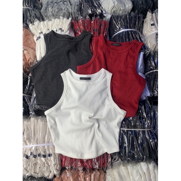 Áo sát nách gân tăm croptop vải xuất dư đẹp co giãn- ảnh tự chụp