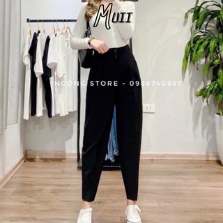 Quần baggy lưng cao cạp liền 2 khuy tôn dáng