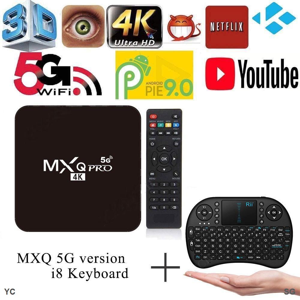 Đầu TV box MXQ Pro 4K 2.4G 8Gb / 128ggb WiFi Android 10.1 ChấT LượNg Cao KèM Phụ KiệN