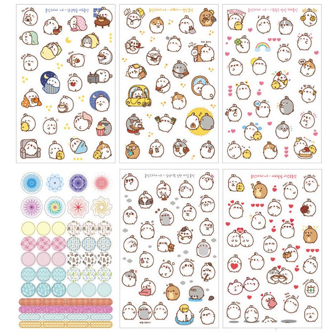 Sticker Dán Trang Trí Molang và Piu Piu ( Trang Trí Sổ Kế Hoạch, Sổ Nhật Ký)