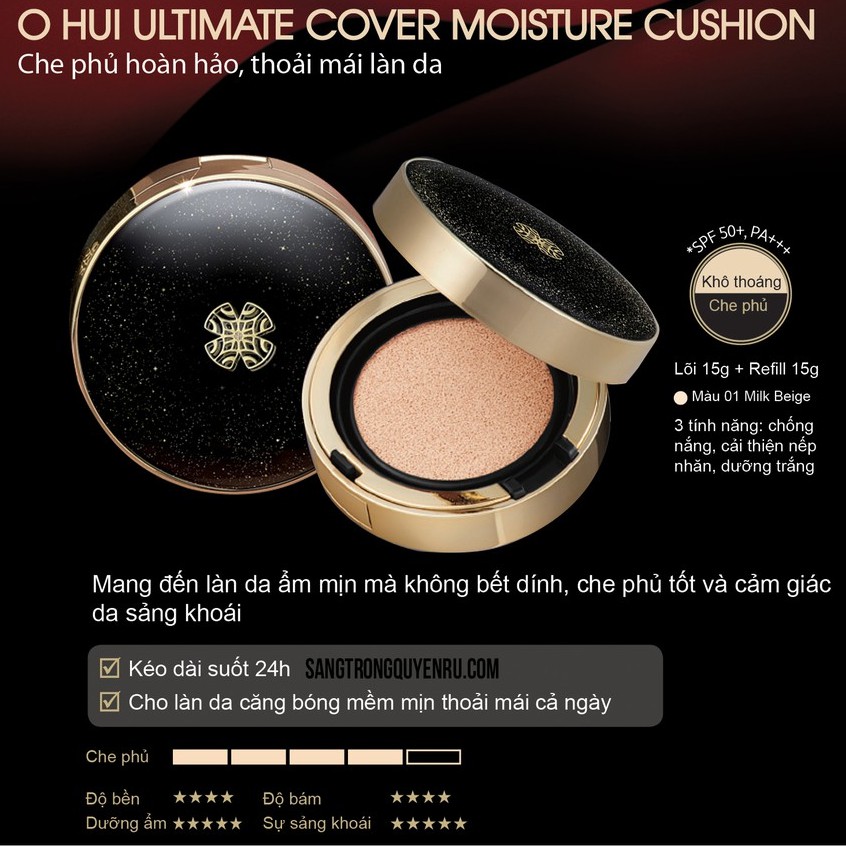 Phấn Nước Cushion Ohui Ultimate Cover Moisture ( Hộp Chính Kèm 1 Lõi ) Phấn Nước Cao Cấp Dưỡng Ẩm Da