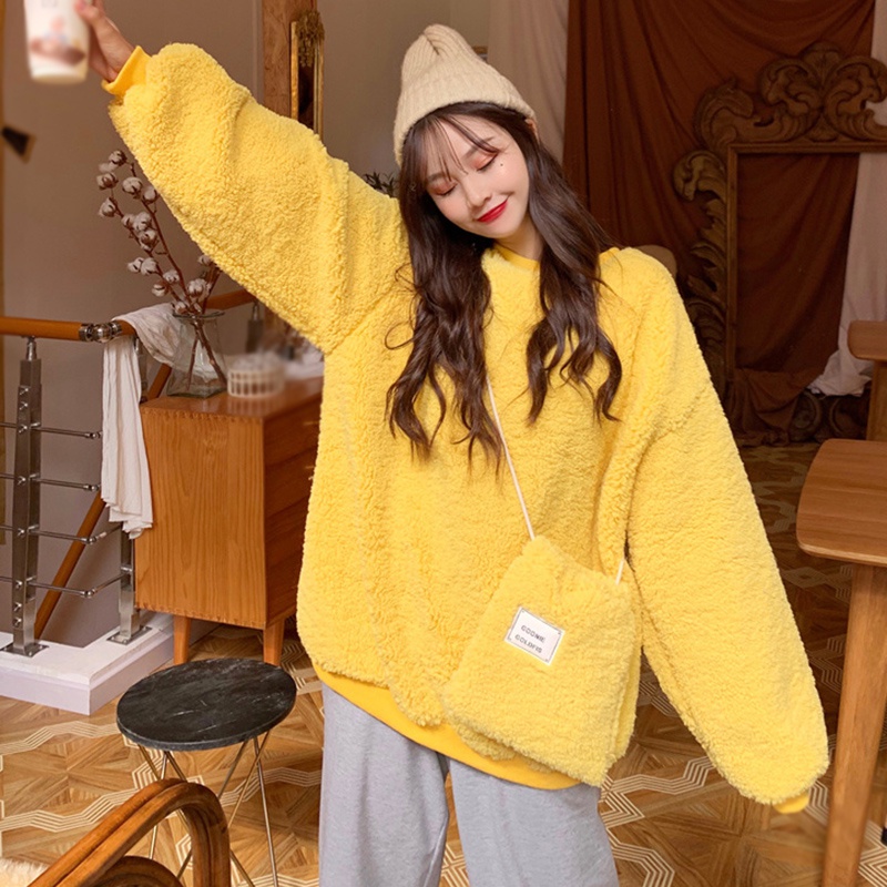 Korean version of lamb wool sweater women autumn and winter loose thick wool coat