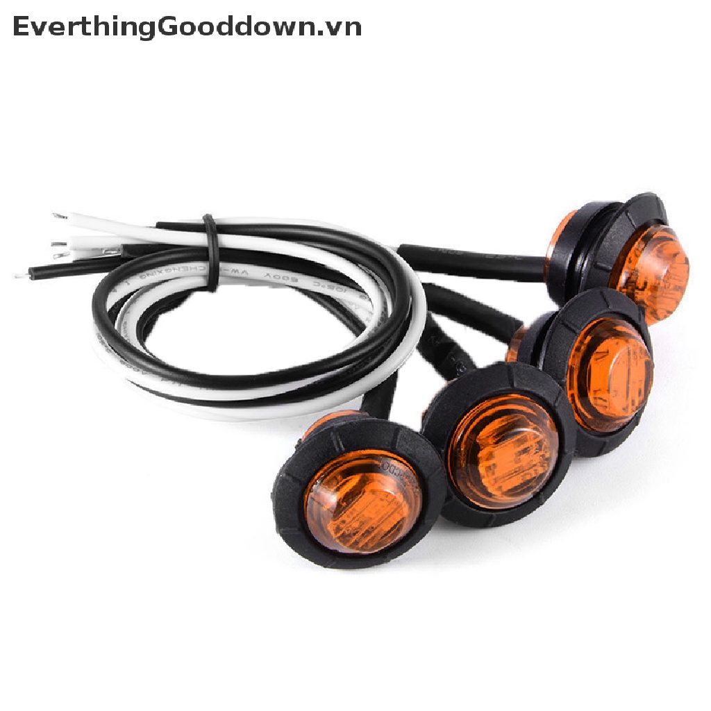 Everthinggooddown 1X 3 / 4 &quot;Đèn Đánh Dấu 3LED 12V Dạng Tròn Nhỏ Màu Vàng Hổ Phách