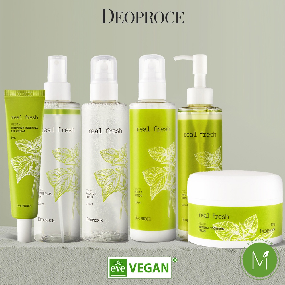 【Loạt Deoproce Real Fresh Vegan】 Nước cân bằng /Sữa dưỡng da / Kem dưỡng mắt / Kem / Xịt khoáng / Gel rửa mặt