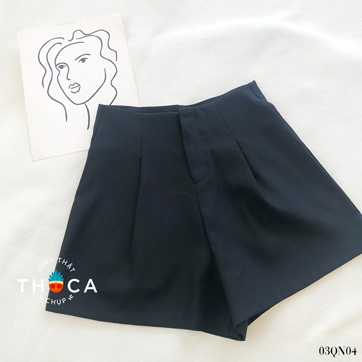 Quần short nữ đen, nâu basic túi mổ bên THOCA HOUSE trẻ trung, năng động, hợp thời trang phong cách Hàn Quốc