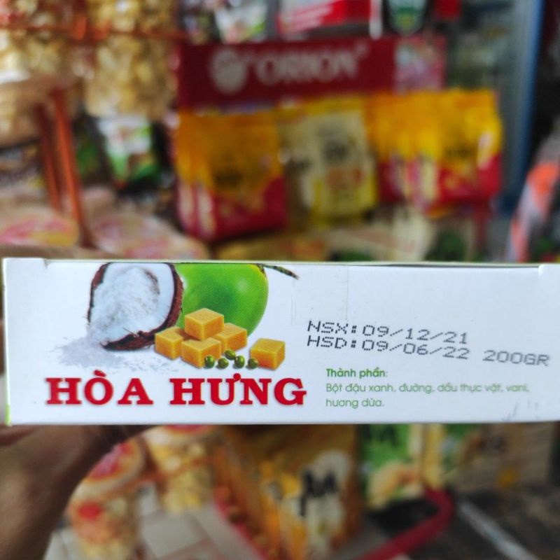 Bánh đậu xanh hương dừa hoà hưng hộp 200g