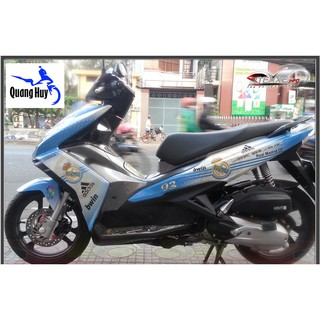 Tem trùm air blade xanh trắng real đời 2013-2014-2015, độ team trùm ab dán phủ dàn áo xe trắng xanh rẻ đẹp