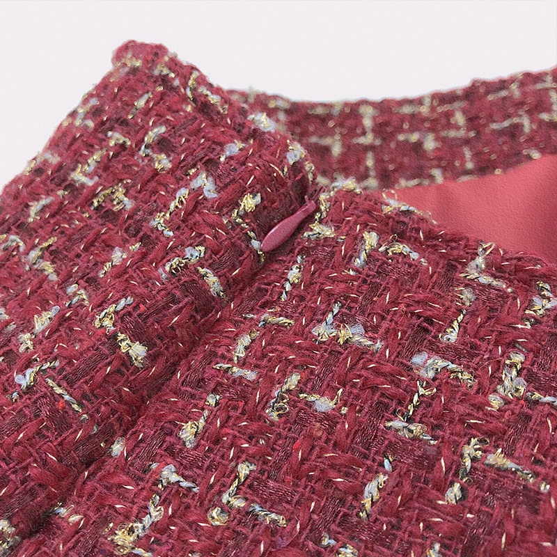 Set dạ tweed màu đỏ mận cúc đồng phong cách sang chảnh thu đông 2021_ hàng ORDER | BigBuy360 - bigbuy360.vn