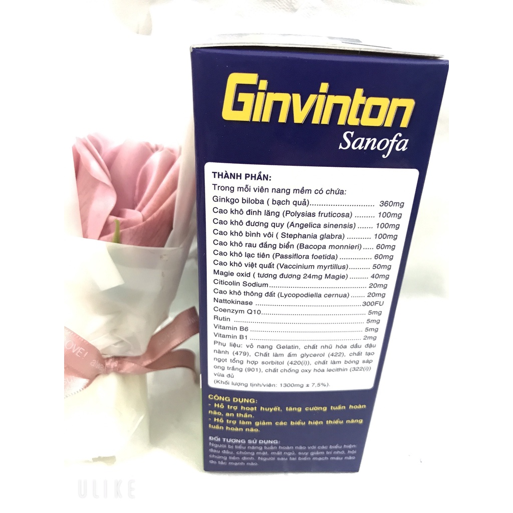 Viên bổ não GINVINTON, hỗ trợ hoạt huyết, tăng cường tuần hoàn não, an thần; giảm đau đầu, hoa mắt, chóng mặt, mất ngủ