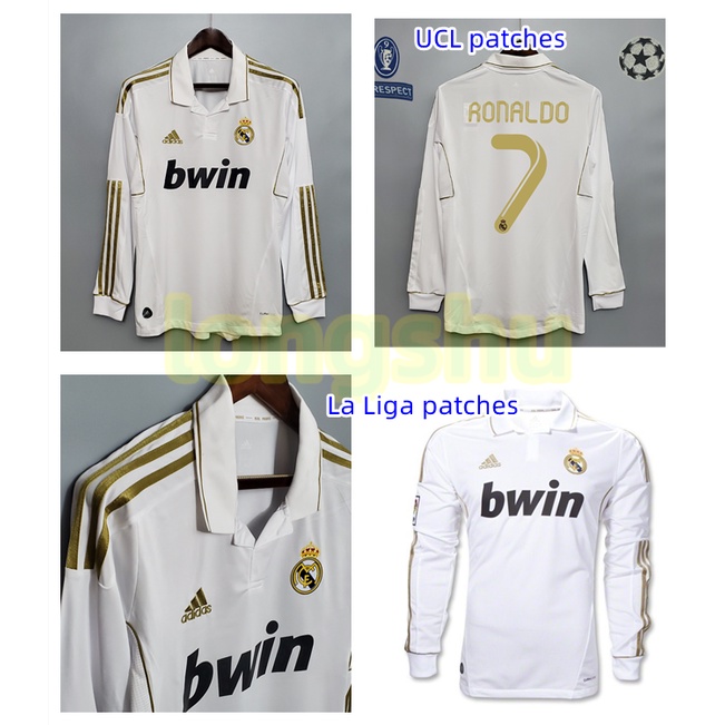 Áo Thun Bóng Đá Dài Tay Đội Tuyển Real Madrid 2011 2012 Size S-XXL