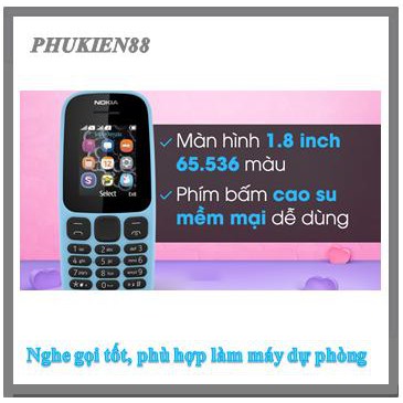 ĐIỆN THOẠI NOKIA 105  2 SIM MÀN ZIN, MAN ZIN CHÍNH HÀNG BH12