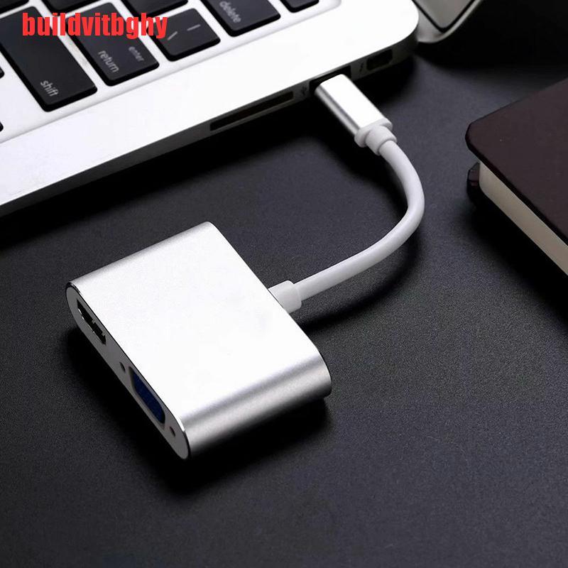 (Mua-Code) Hub Chuyển Đổi Từ Usb 3.1 Type C Sang Vga Multiport Adapter Usb C Sang Hdmi 4k Uhd