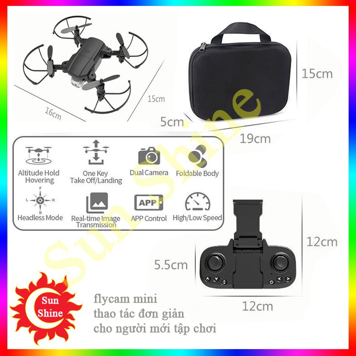 flycam , Máy bay camera 4k flycam mini giá rẻ điều khiển từ xa F87, Chống rung rung quang học