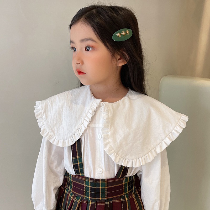 Áo sơ mi cổ bẻ tay phồng/ váy dễ thương thời trang mùa thu cho bé gái
