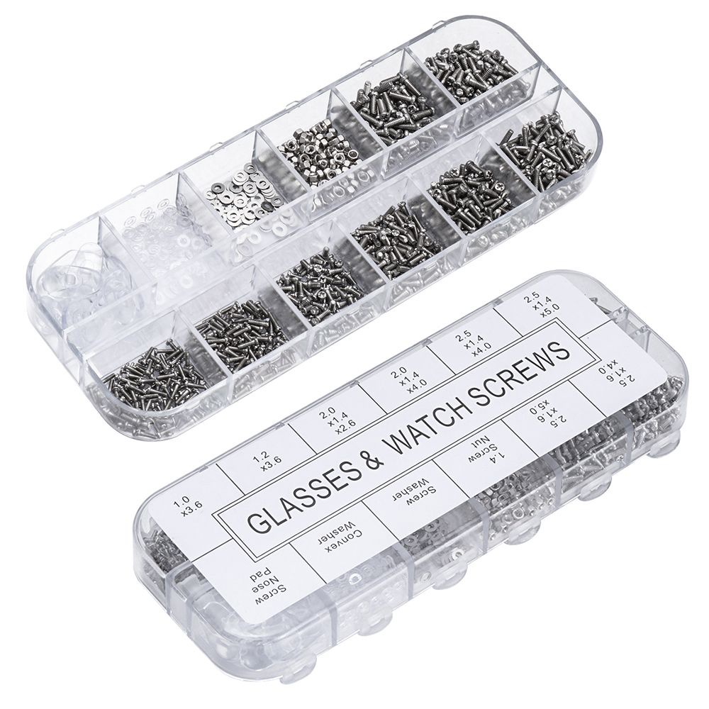 Bộ dụng cụ sửa chữa kính và đồng hồ chất liệu thép không gỉ và 1100 linh kiện ốc vít/tuốc nơ vít siêu nhỏ/5 cặp đệm