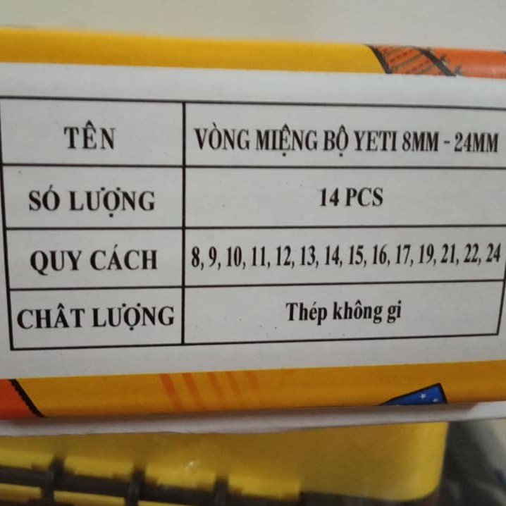 Bộ cờ lê gồm 14 chi tiết bằng thép không rỉ