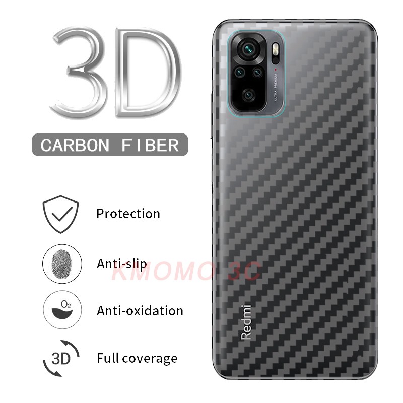 Miếng dán mặt lưng carbon chống vân tay,xước Xiaomi Redmi 9 9A 9C 9T Note 10 10s 9S 9 8 Pro Max 8 7 7A 8A