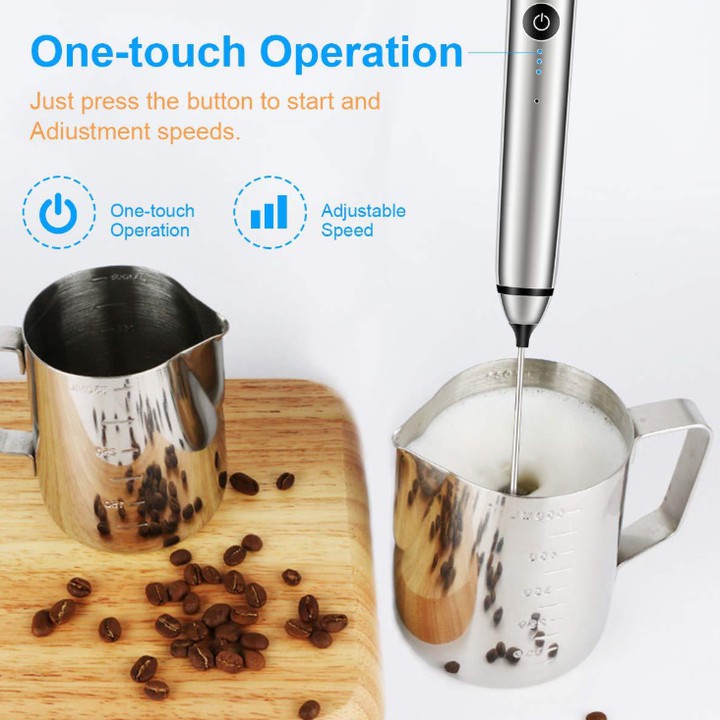 Máy đánh trứng, que tạo bọt cafe mini cầm tay không giây chính hãng 3 cấp độ