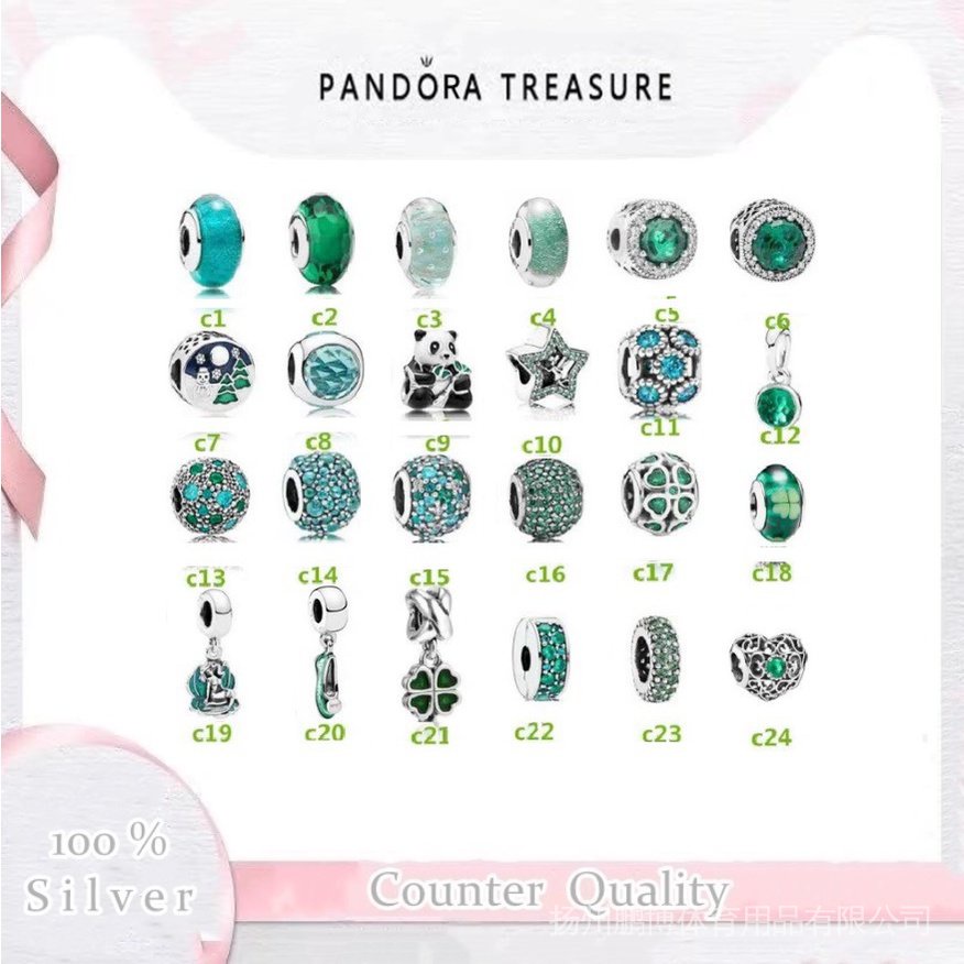 PANDORA (Hot Sale) HạT NhựA Xanh Lá Trang SứC VòNg Tay/VòNg Cổ diy