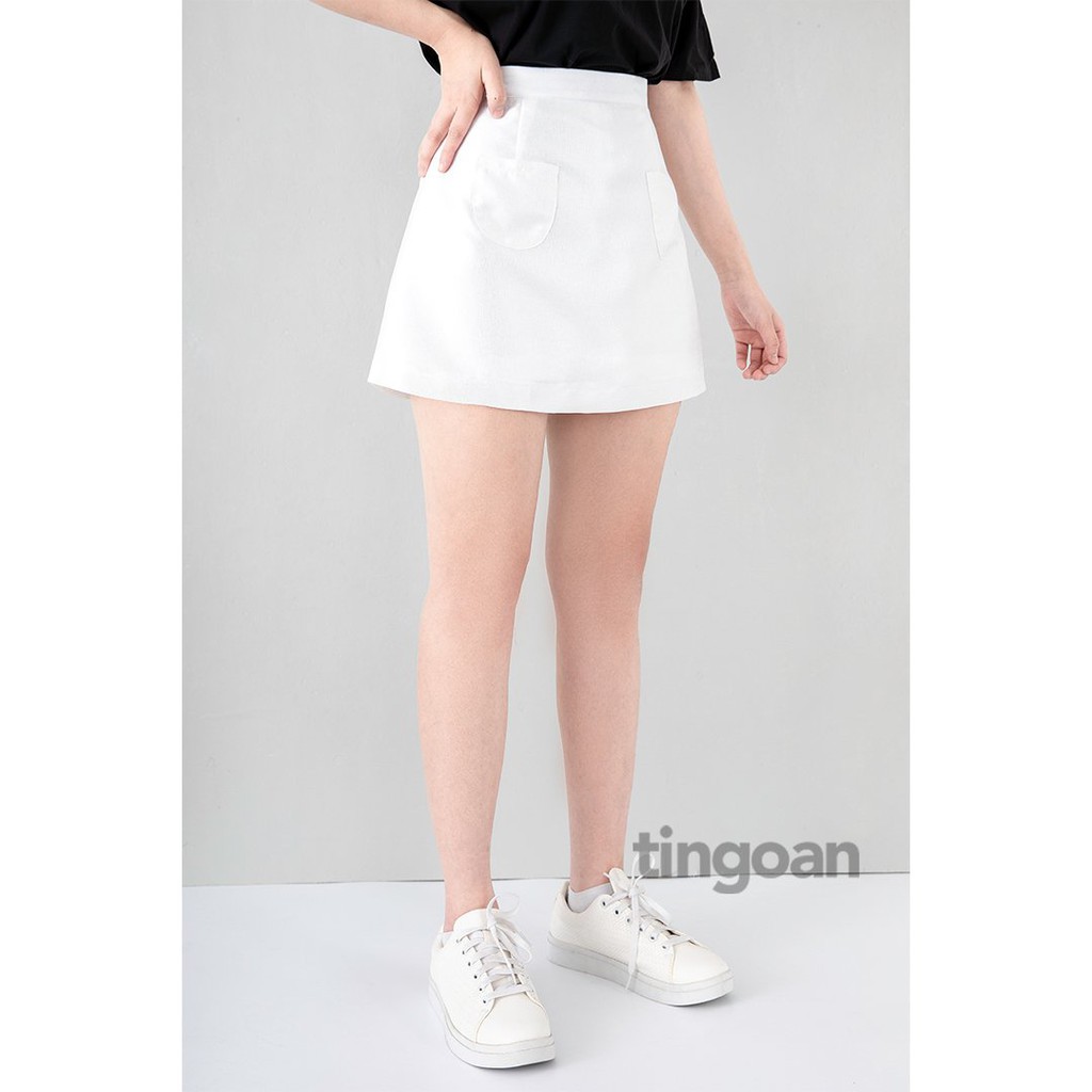 Chân váy cạp cao chất liệu tafta giấy form chữ A trắng tingoan BADDIE SKIRT/WH (có quần trong)