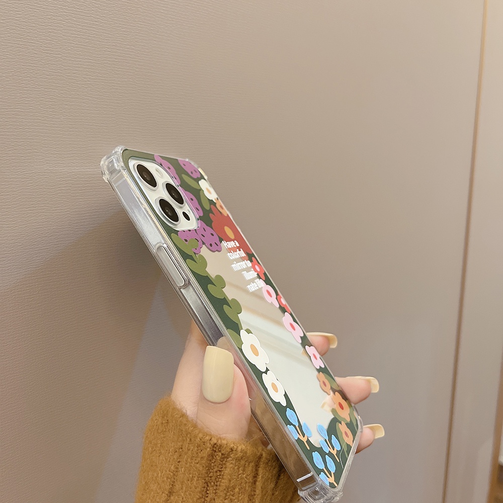 Ốp Điện Thoại Mềm Chống Sốc Có Gương Sang Trọng Cho iPhone 11 12 13 Pro max mini XS max xr 7 8 se2020 plus