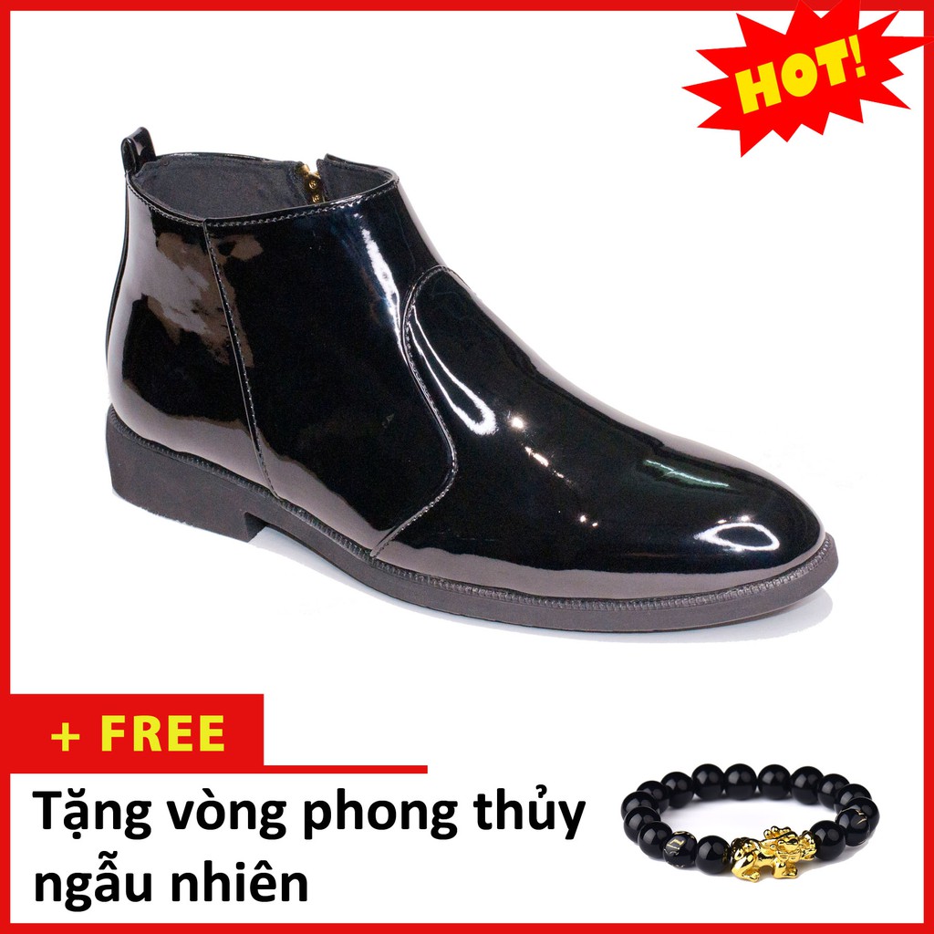 Giày Da Nam AROTI Chealsea Boot Cao Cổ Chất Đẹp Cao Cấp,Đế Khâu Siêu Bền, Tăng Chiều Cao 3cm Form Hàn Đủ size CB521-B(VT