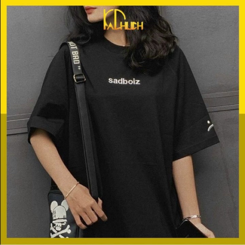 Áo phông tay lỡ unisex in sadboiz vải thun cotton 35/65 hàng bao đẹp