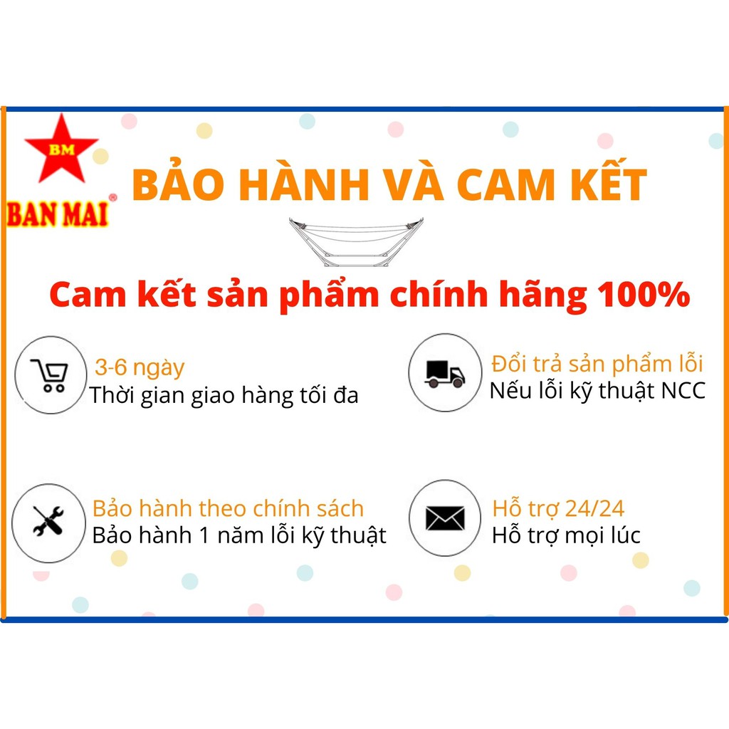 Bộ võng xếp du lịch BAN MAI: khung sơn tĩnh điện và lưới mềm dày 99 gỗ 50cm