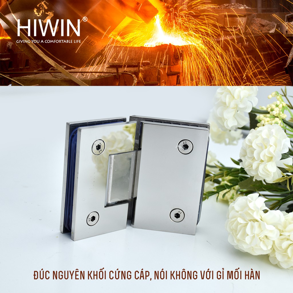 Bản lề cabin tắm 135 độ kính - kính cạnh thẳng mặt gương inox 304 HG-010 cân