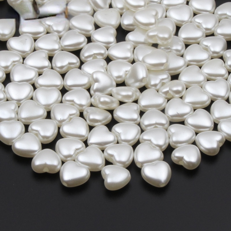 Bộ 200 Hạt Nhựa Acrylic Hình Trái Tim 10x11mm Làm Trang Sức