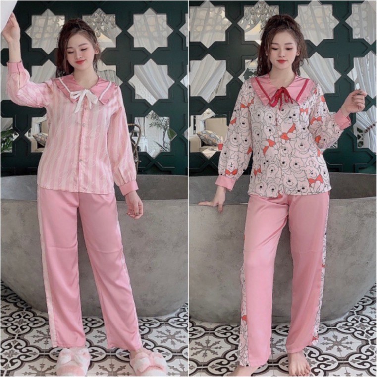 GIÁ SỈ🌸  [XẢ KHO] Đồ Bộ Pijama - Bộ Lụa Tay Dài Chất Liệu Satin