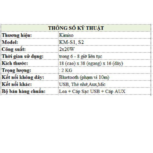 Loa Bluetooth Kimiso  KM-S2 Tặng Micro Hát Karaoke Cao Cấp - Có Đèn Nháy