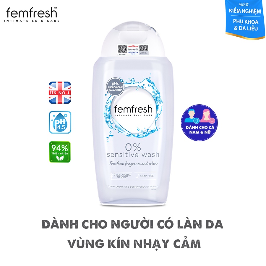 [COMBO] Mua 2 Dung Dịch Vệ Sinh Phụ Nữ Femfresh 0% Sensitive Intimate Wash 250ml Cho Da Nhạy Cảm Tặng Phần Quà Đặc Biệt