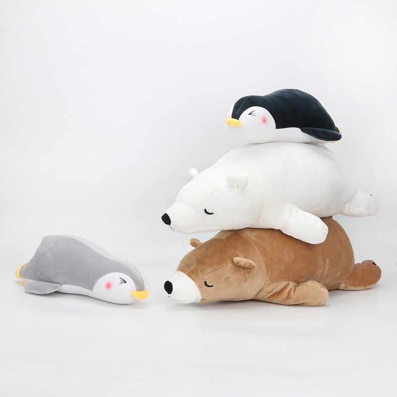 30-50cm Thú nhồi bông hình chú chim cánh cụt gấu đang nằm dễ thương Polar bear plush toys sofa cushions children's dolls