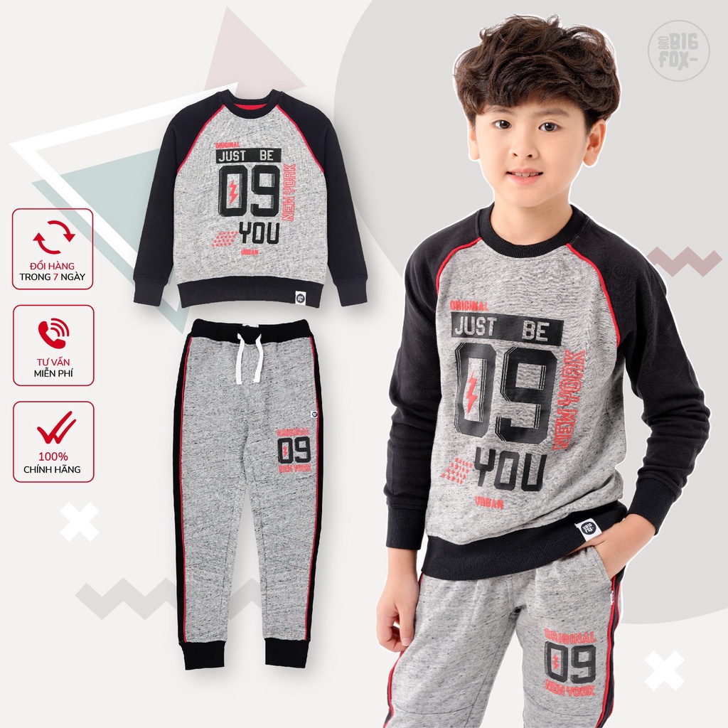 Bộ bé trai BIGFOX - MISS MEOW thu đông size đại, bộ dài tay cho bé chất nỉ hình in JUST BE YOU 21 - 50kg