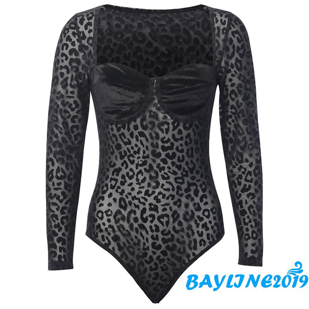 Jumpsuit cổ vuông in họa tiết da báo thời trang quyến rũ cho nữ