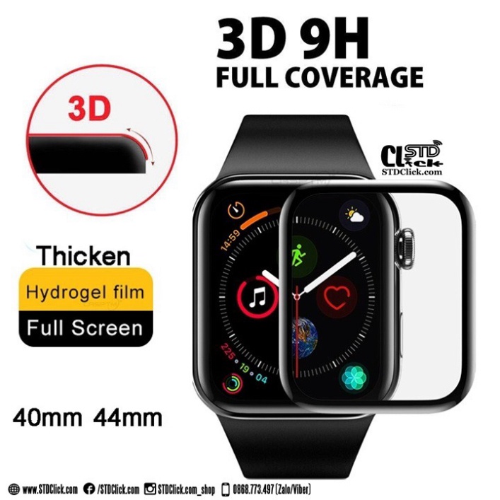 MIẾNG DÁN CƯỜNG LỰC DẺO APPLE WATCH SERI 4 - 5 - 6 - SE - SERI 7 KUZOOM 3D 40-44MM CHÍNH HÃNG  - HÀNG CHUẨN